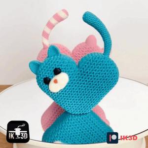 KNITTED HEART KITTEN / COLOR FILE AND MULTI PARTS