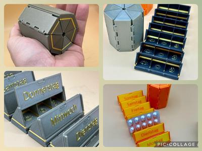 "Print-in-Place" Pill Box with Rollcontainer Design and Versatile Customization