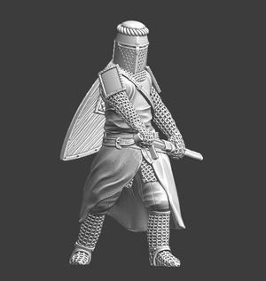 Medieval crusader knight - drawing his sword