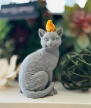 Bird Perched on a Cat   
