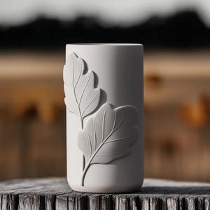 Oak Whisper Vase – Nature-Inspired Vase with Leaf Relief Texture