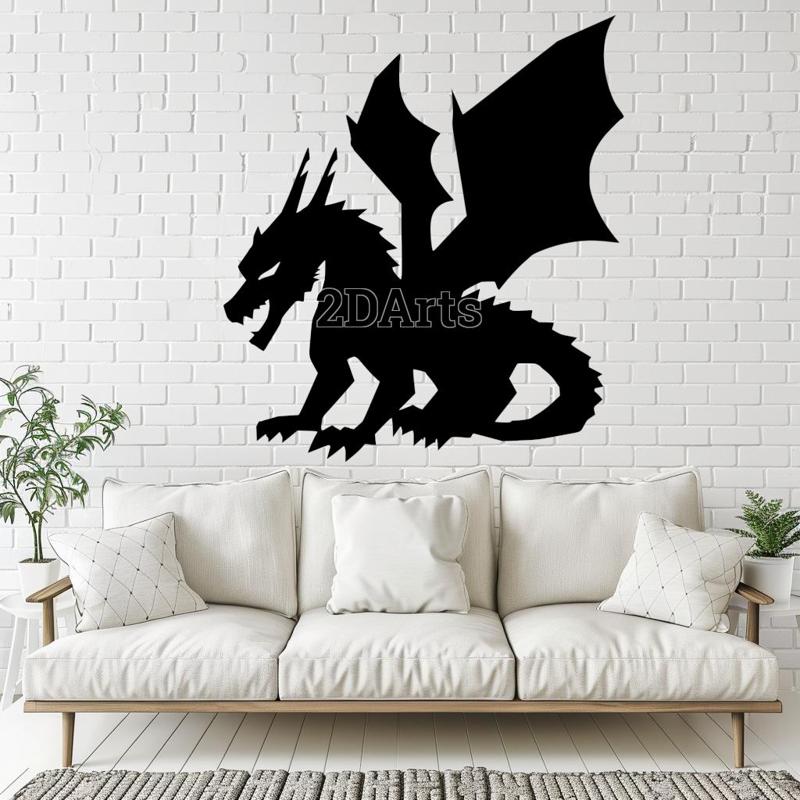 Low Poly Dragon 2D Wall Art/Window Art - Digital STL & SVG File for 3D Printing or Laser Cutting