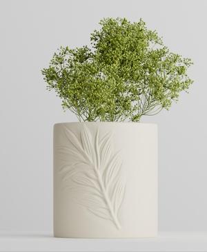 White Leaf Vase – Minimalist Home Decor with a Botanical Pattern