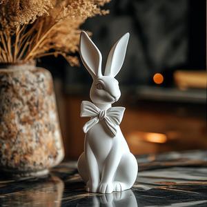 Easter Bunny Statue with Bow – Stylish Home Decor
