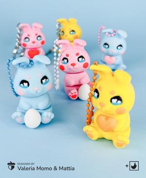 Boss Flexi Bunny Keychain, Egg / Sweet Heart / Just The Boss