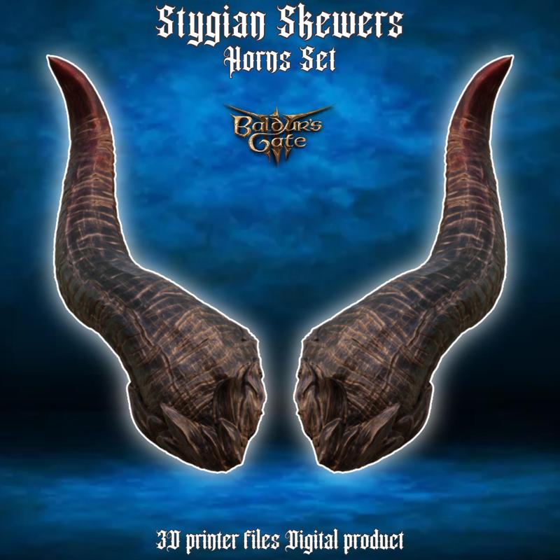 Fantasy Tiefling Stygian Skewers Cosplay Horns  Baldurs Gate 3