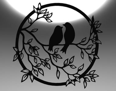 Birds on a Branch: Charming Line Art Illustration
