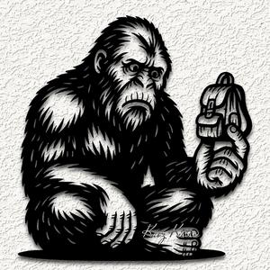 bigfoot hiking backpack forest vlog wall art home decor