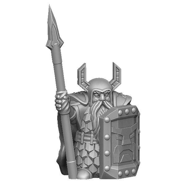 Dwarf guardian with sheld and spear  - supportless model