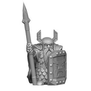 Dwarf guardian with sheld and spear  - supportless model
