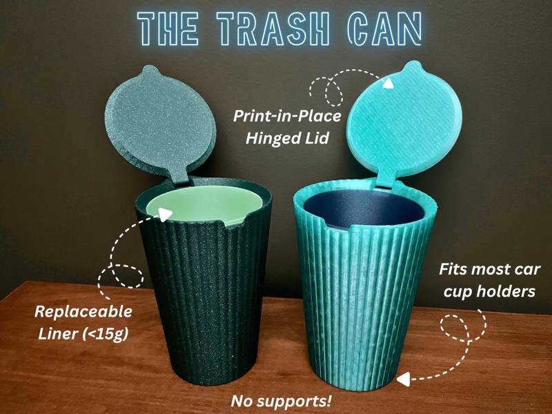 Hinged Trash Can with Replaceable Liner