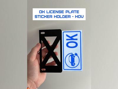 OK License Plate Sticker Holder - HOV