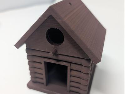Rustic Cabin Birdhouse & Feeder