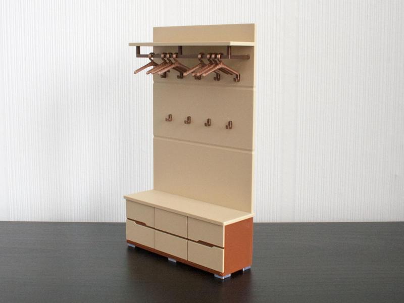 Miniature Wardrobe for dollhouse, scale 1:12