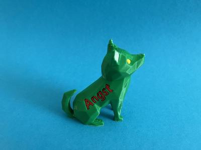 Cute Sitting Low Poly Dog (No Supports) - Text & MMU