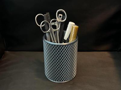 High Detail Inset Knurl Desk Organizer Pen Holder