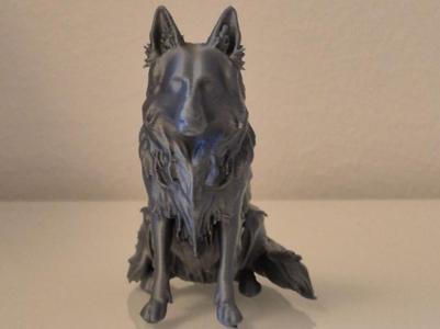 Long-Haired German Shepherd Dog Statue – 3D Print