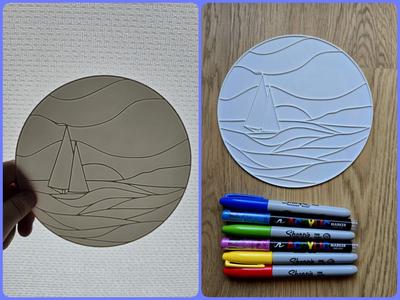 Boat Sea Stained Glass Diy Color No Ams 