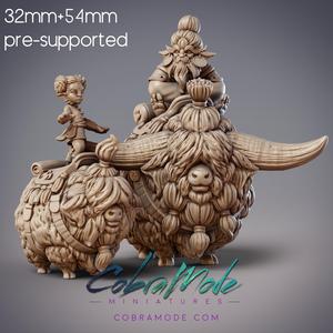 Kung Fu Yeti (Xueren) Master and Apprentice with Yaks, YuWen Hui and YuWen Zhu (Pre-Supported)