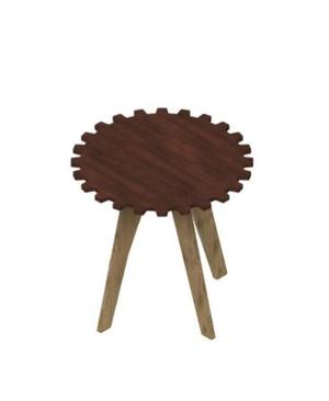 Side Table with Gear Shape Top