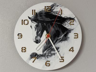 wall / desk clock running Horse