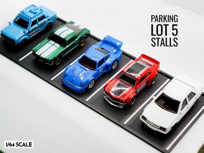 Parking Lot (5 Stalls) - 1:64 Scale Diorama