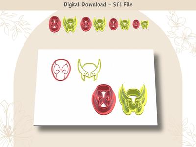 Superhero x 2 Clay Cutter for Polymer Clay | Digital STL File | Clay Tools | 4 Sizes Superheros Clay