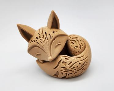 Wood-Carved Sleeping Fox