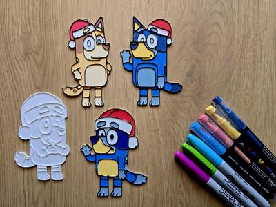 Bluey Mom Dad Bingo Christmas DIY Coloring Xmas