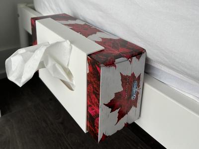 Ikea bed side kleenex mount