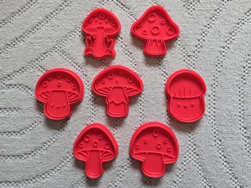 Cute Mushroom Cookie Cutter Playdoh Stamp Kawaii
