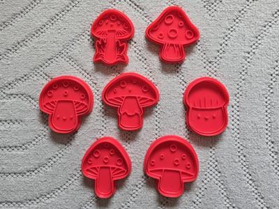 Cute Mushroom Cookie Cutter Playdoh Stamp Kawaii