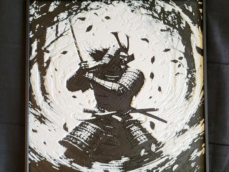 2 Color Samurai Warrior Hueforge Black and White