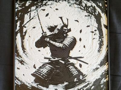 2 Color Samurai Warrior Hueforge Black and White
