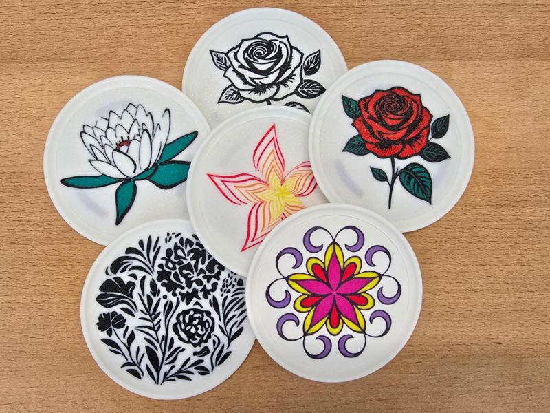 Coasters Flower Designs with TPU Feet