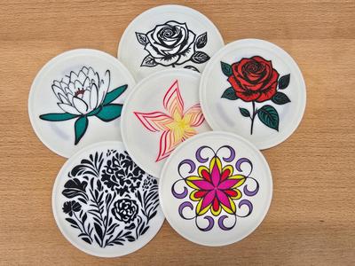 Coasters Flower Designs with TPU Feet