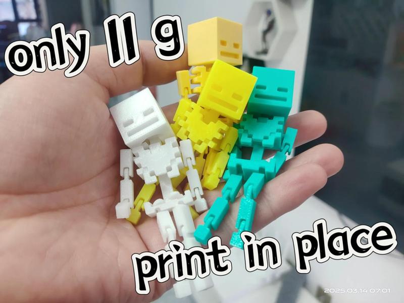 Minecraft Print-in-Place Highly Articulated Skeleton Keychain/Pendant