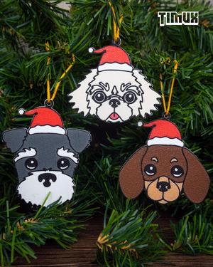 PUPPYS KEYCHAINS - CHRISTMAS ORNAMENTS - SET #1