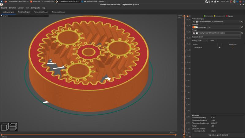 Print in place planetary gearbox
