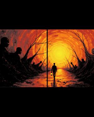 Two Pane Wall Art - The Road traveled is watched by the past - Hueforge art
