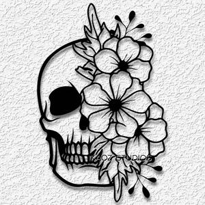 skull floewrs wall art Halloween decor