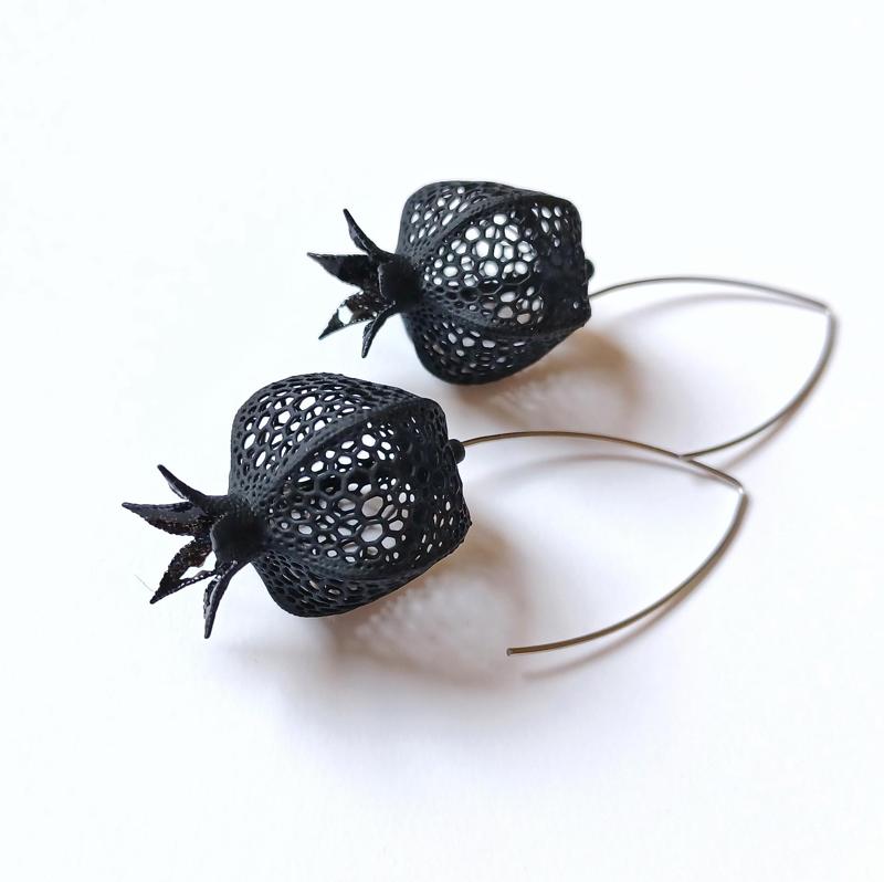 Voronoi pomegranate earring or decor