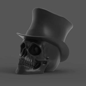 Skull with hat 004 - Print in place - Art - Sculpture - STL 