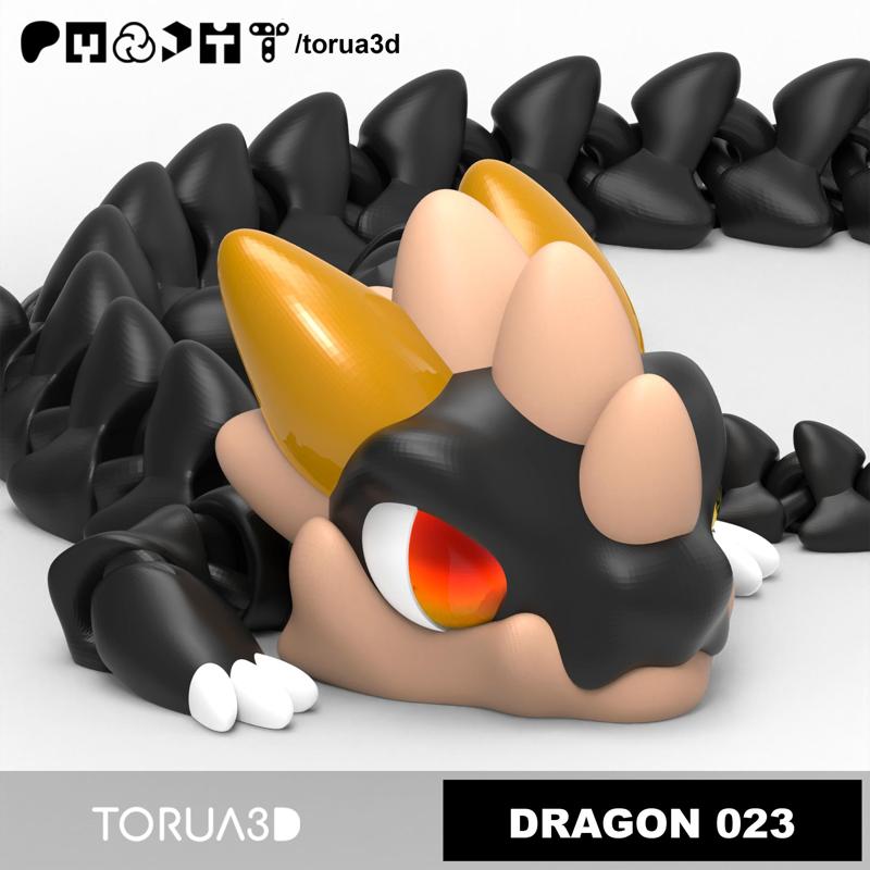 Articulated Dragon 023 - Print in place - STL - 3mf - No supports