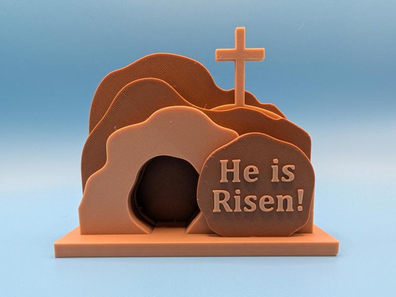 "He is Risen!" Easter empty tomb with cross