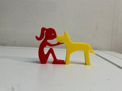 Sitting Girl and Standing Dog - Bond of Love