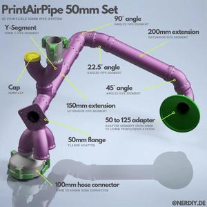 PrintAirPipe - 50mm Pipe system - complete set by Nerdiy.de   