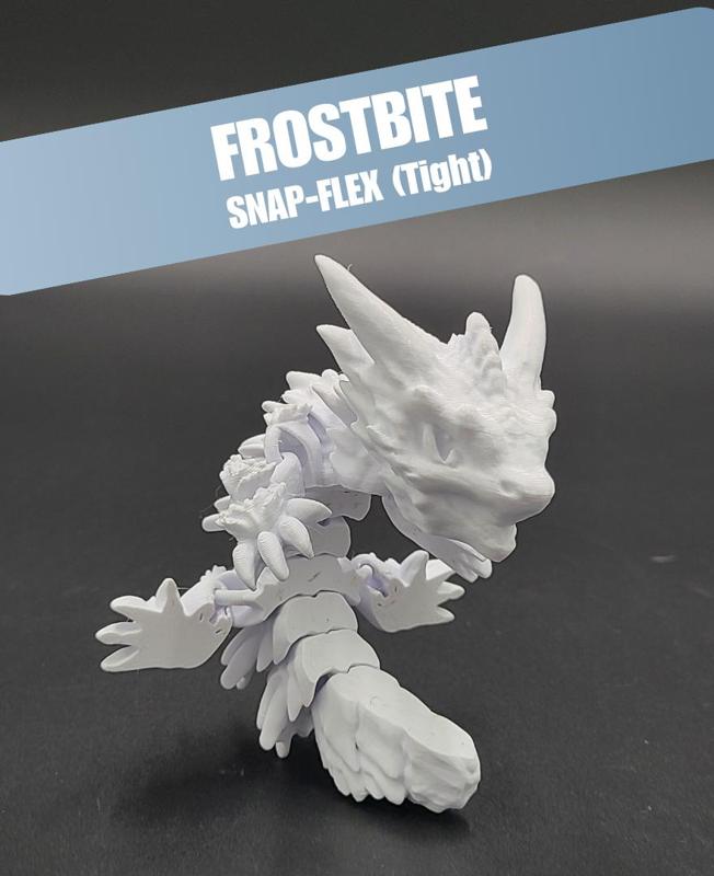 Frostbite, Winter Dragon Child - Articulated Snap-Flex Fidget (Tight Joints)