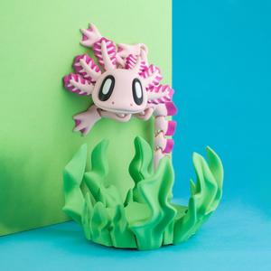 Blob Axolotl - Flexi Articulated Magnetic Art Toy with Seaweed Container