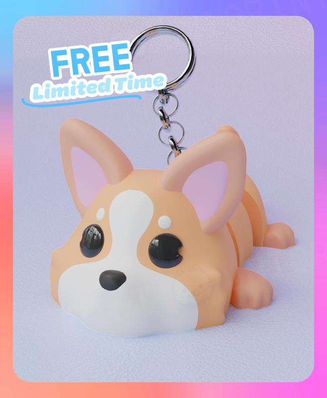 Flexi Corgi Dog Keychain (Single Color)